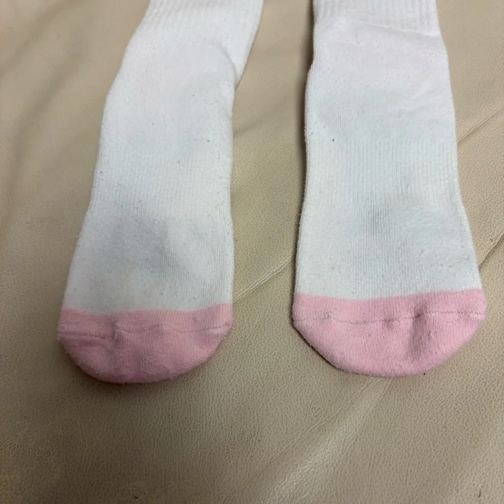 ARTHUR GEORGE Nordy Girl Pink Stripe White Crew Socks